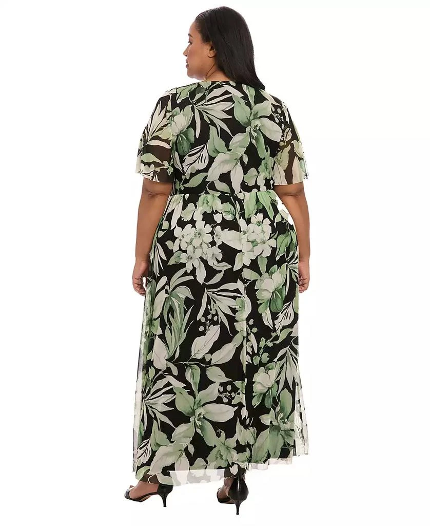 London Times Plus Size Floral-Print Smocked Maxi Dress 5