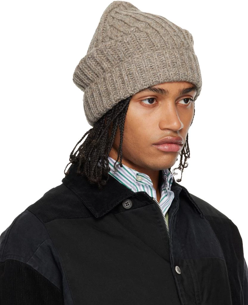 MAISON MARGIELA Taupe Rib-Knit Beanie 2