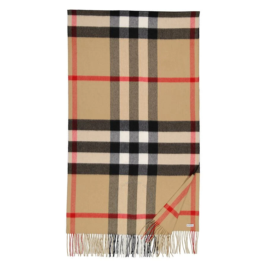Burberry Archive Beige Half Mega Check Fringed Cashmere Scarf 3