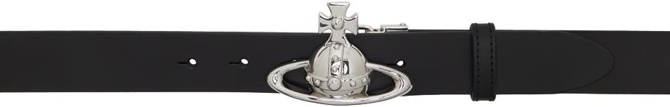 Vivienne Westwood Black Orb Buckle Palladium Belt