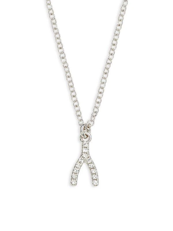 Saks Fifth Avenue 14K White Gold & 0.03 TCW Diamond Wishbone Necklace 1