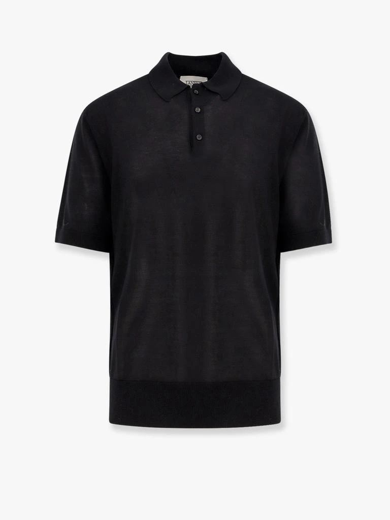 LANEUS Knitted polo shirt with ribbed profiles 1