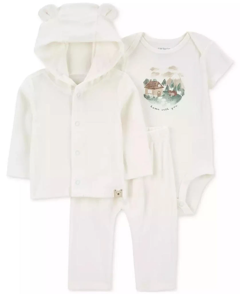 Carter's Baby Fuzzy Little Cardigan, Bodysuit & Pants, 3 Piece Set 1