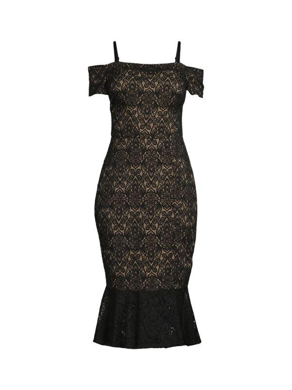 GUESS Lace Midi Peplum Dress 3
