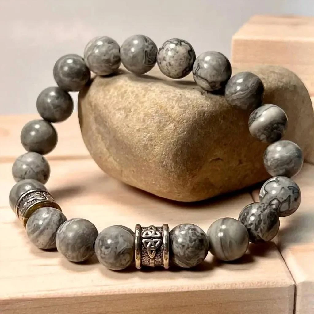 FAIRE Faire - MAPSTONE JASPER GEMSTONE TRINITY BRACELET