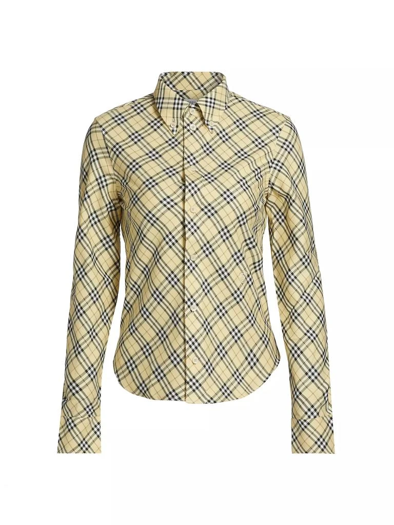 Burberry Check Cotton Twill Button-Down Shirt 1