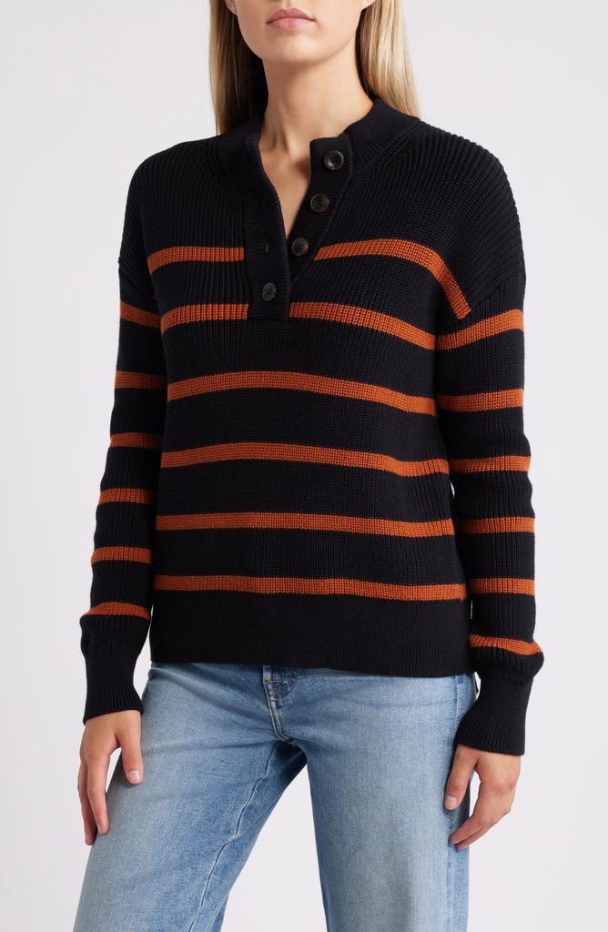 Caslon Half Button Pima Cotton Blend Sweater
