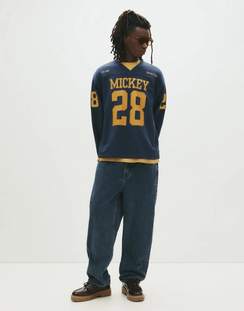 Pull&Bear Pull&Bear Mickey mousse football sweatshirt in navy 3