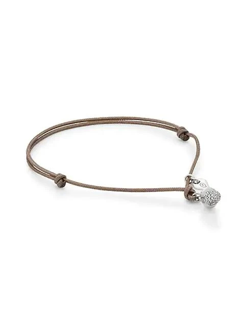 Tamara Comolli My Mikado 18K White Gold & Diamond Pavé Acorn Sliding Knot Cord Bracelet 1
