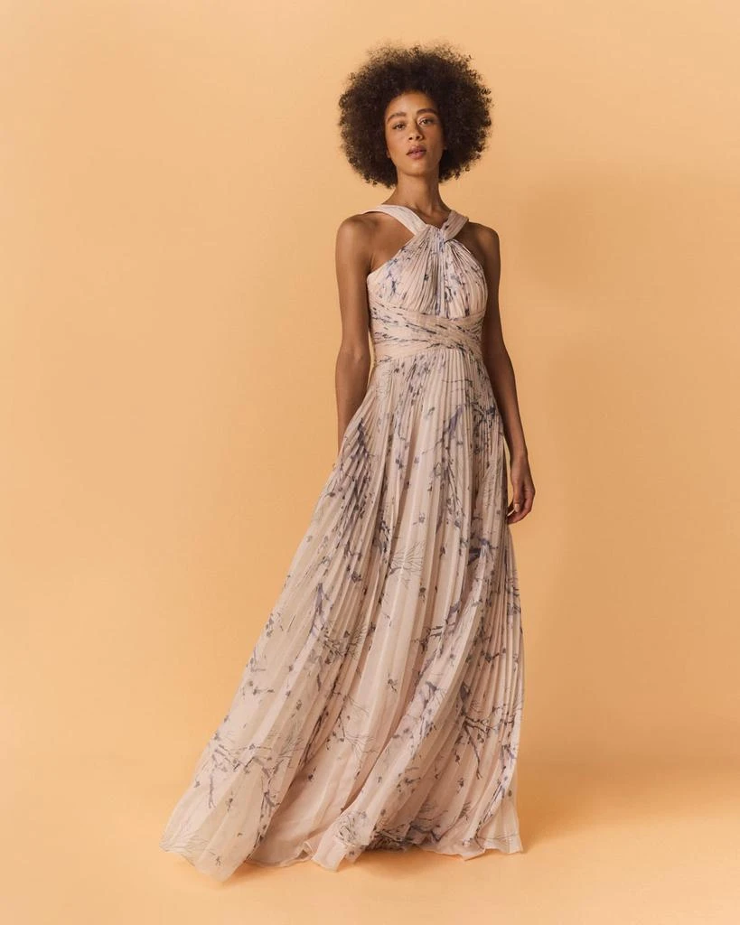 Teri Jon Pleated Floral-Print Halter Gown - Dresses & Skirts - Free  Shipping - BeyondStyle