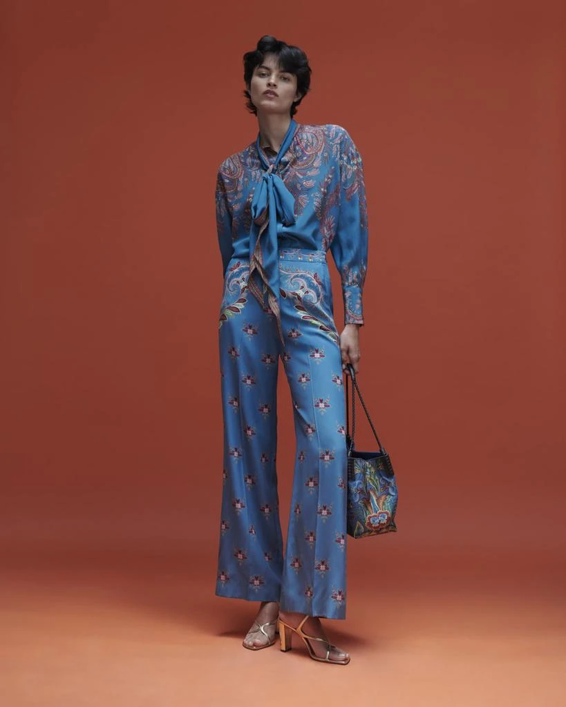 ETRO Largo Floral Paisley Silk Straight-Leg Pants 5