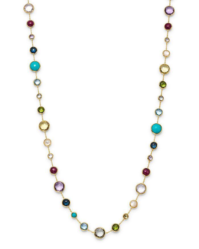 Ippolita 18K Yellow Gold Lollipop Lollitini Mother of Pearl, Green Gold Citrine, Peridot, Green Agate, Blue Topaz, Turquoise, London Blue Topaz, Amethyst & Pink Tourmaline Long Necklace, 36"
