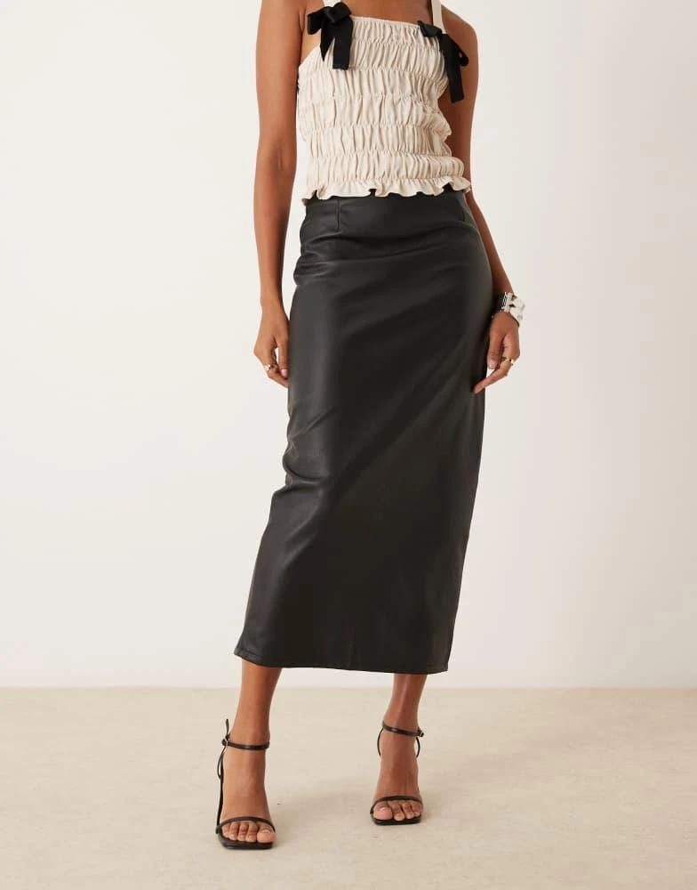 New Look New Look PU pencil midi skirt in black 2