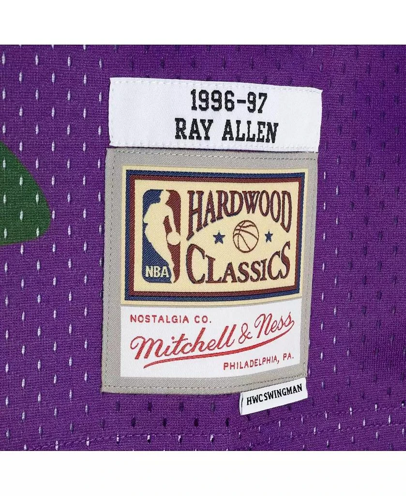 Mitchell & Ness Men's Ray Allen Green, Purple Milwaukee Bucks Hardwood Classics 1996-97 Split Swingman Jersey 2