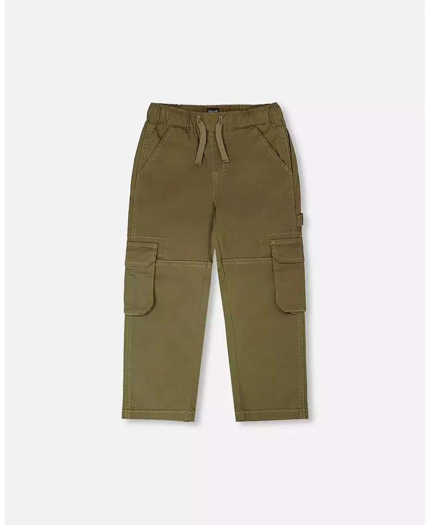Deux par Deux Baby Boys Stretch Twill Carpenter Pants Dark Khaki Green