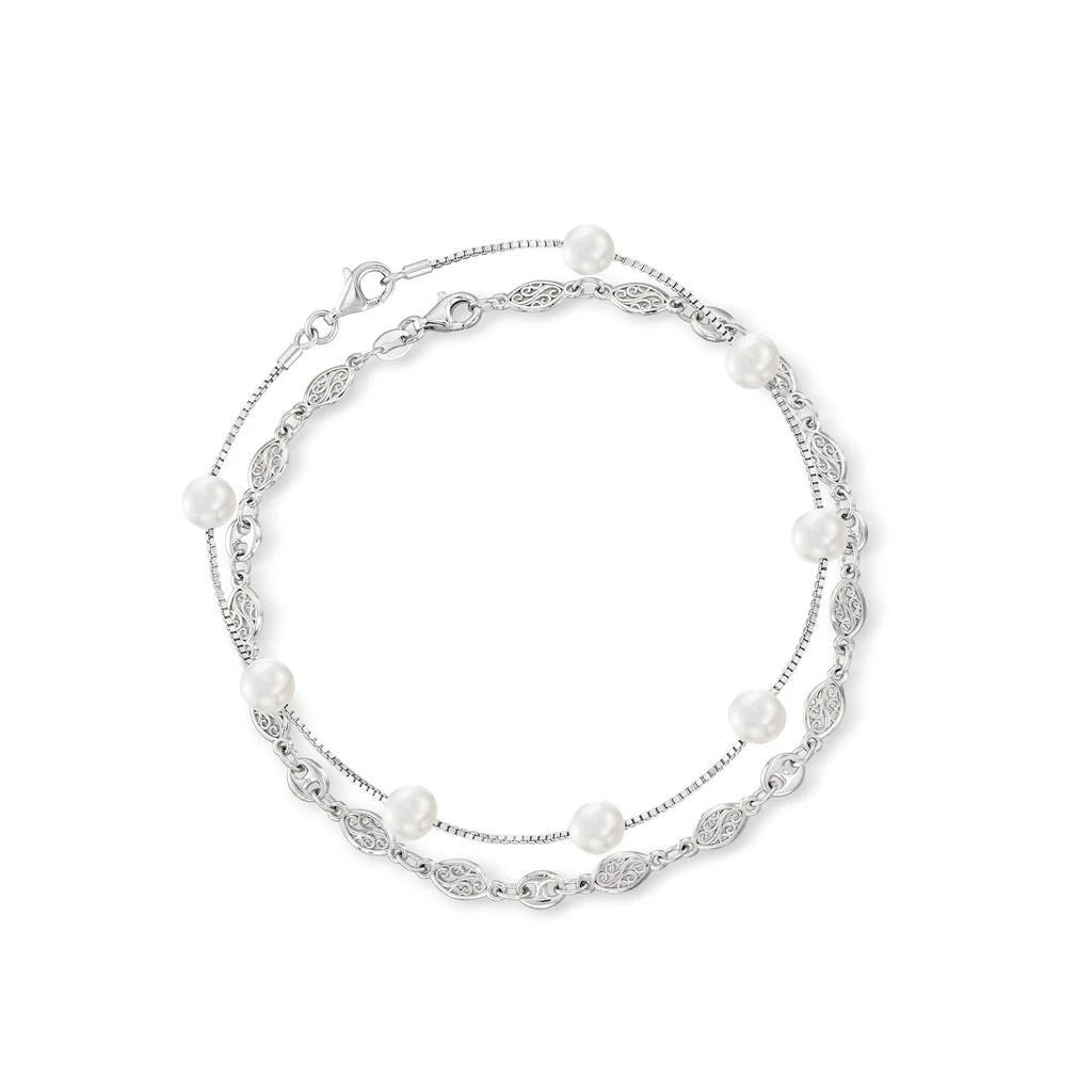 Ross-Simons 7-7.5mm Cultured Pearl and Sterling Silver Jewelry Set: 2 Anklets 1