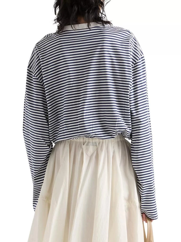 Prada Long-Sleeved Striped Jersey T-Shirt 3