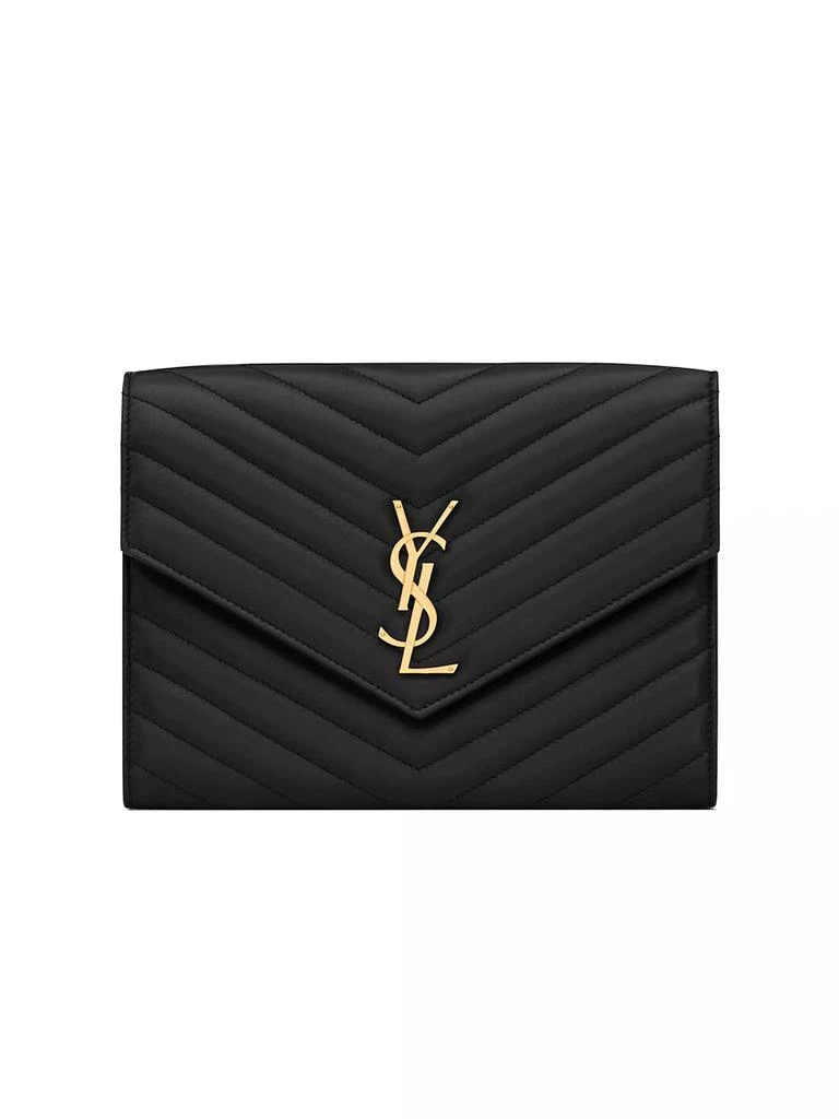 Yves Saint Laurent Cassandre Matelassé Flap Pouch In Lambskin 1