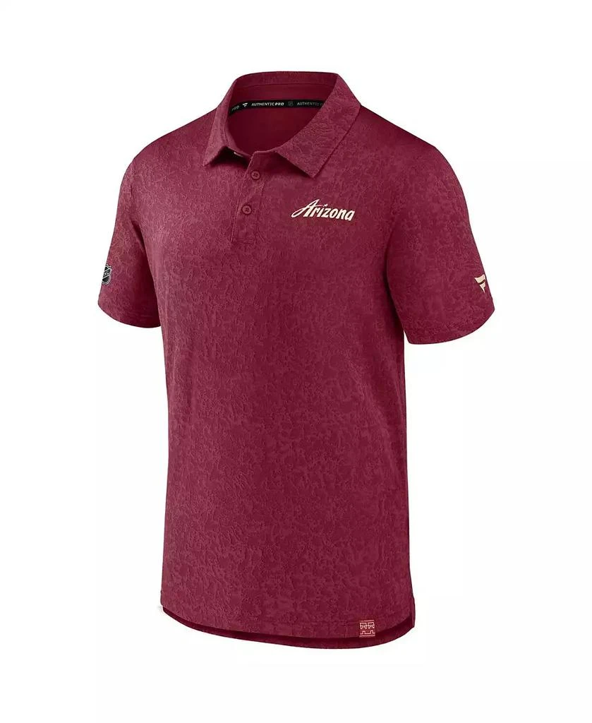 Fanatics Men's Garnet Arizona Coyotes Authentic Pro Jacquard Polo Shirt 2