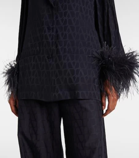 Valentino Toile Iconographe feather-trimmed silk shirt 5