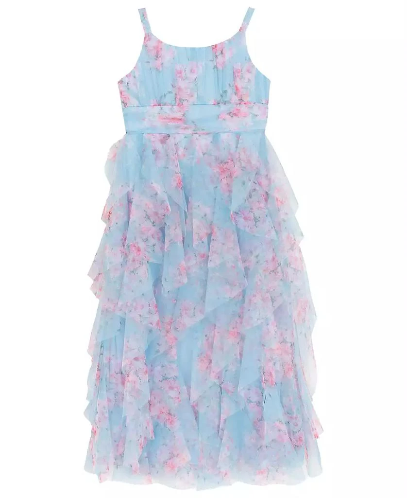 Rare Editions Girls
 4T-6X Floral Print Mesh Square Neck Maxi Dress