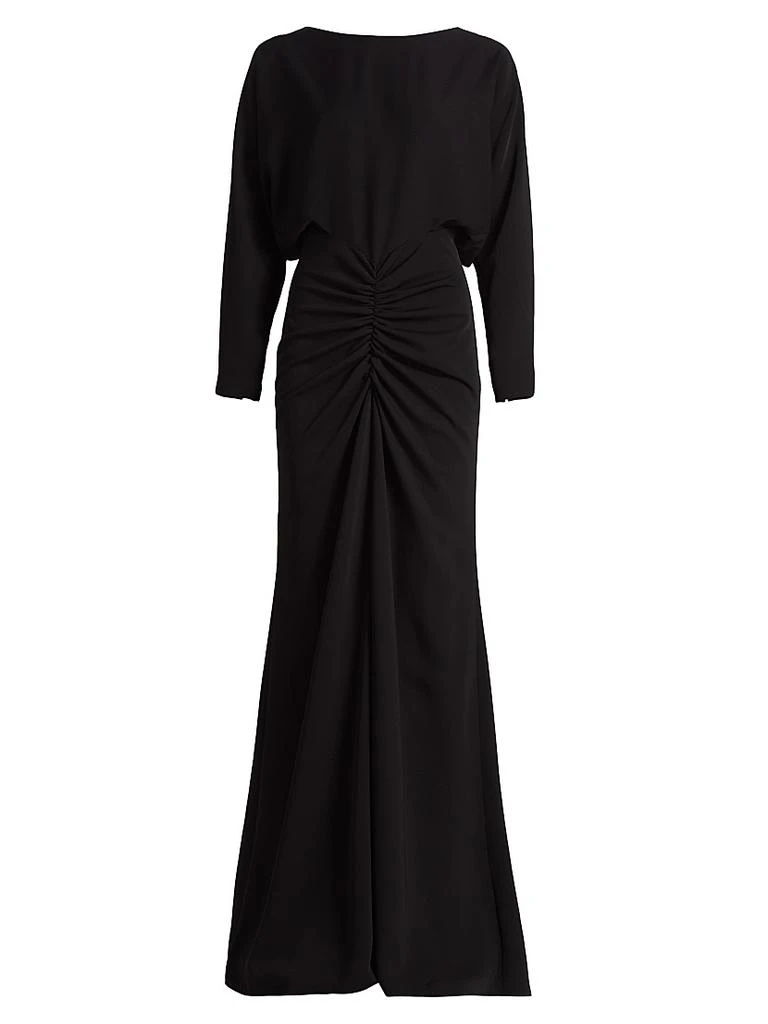 Amsale Satin Ruched Gown 1