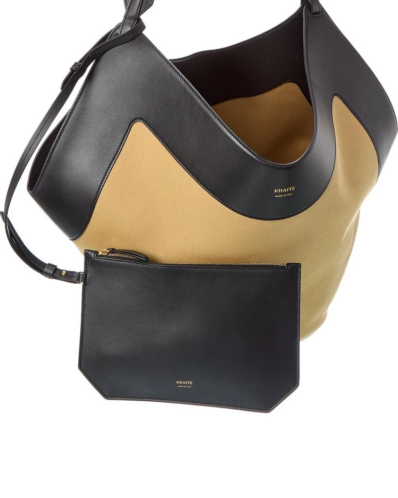 Khaite KHAITE Lotus Medium Canvas 
Leather Tote 3