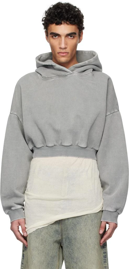 Entire Studios Gray Cropped Heavy Hoodie 1