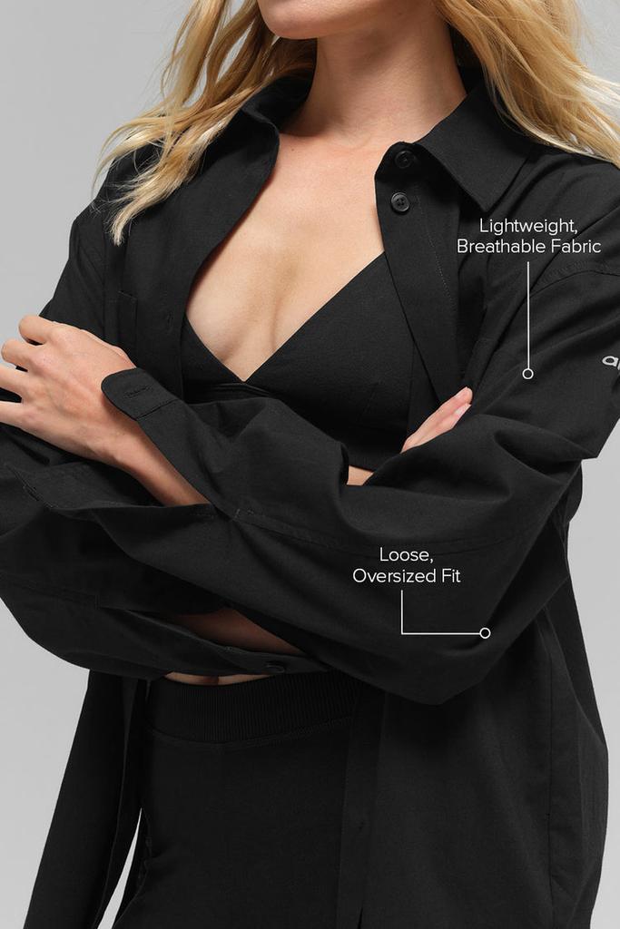 Alo Cotton Real Deal Button Up Long Sleeve - Black