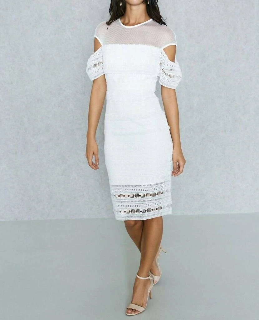 Bardot Bardot - Embroidery Lace Cut Out Ruffle Sleeve Cocktail Dress 1