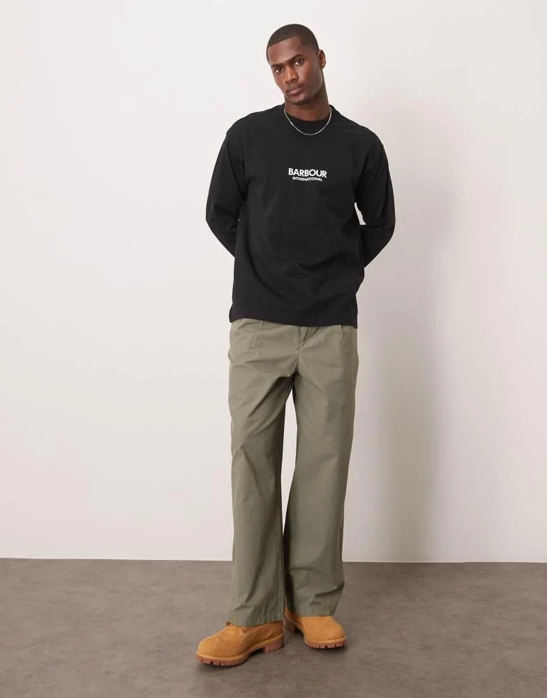 Barbour Barbour International long sleeve mapped print os t-shirt in black 3