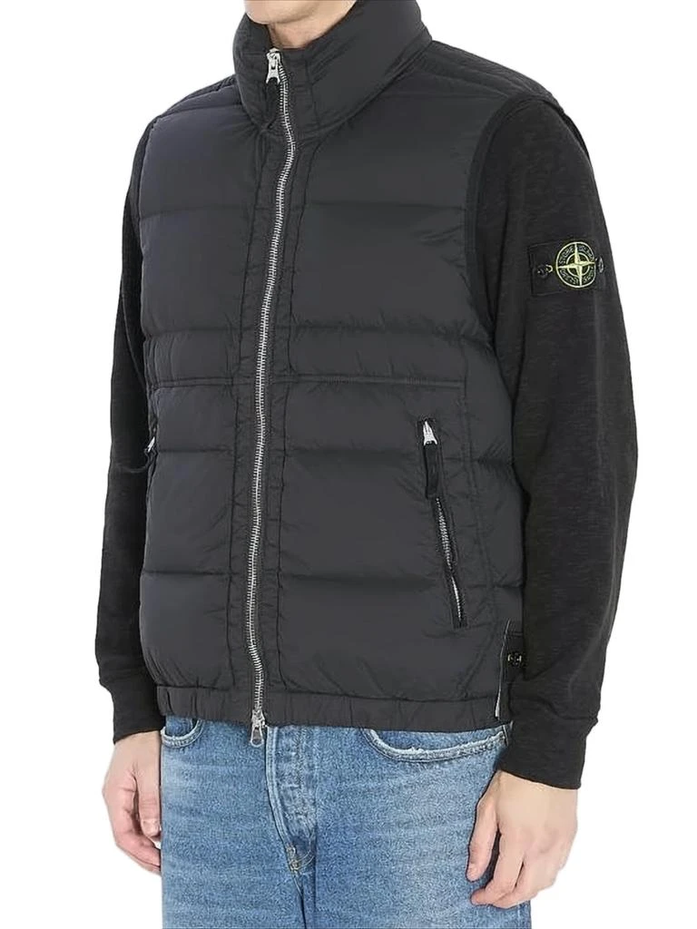 Stone Island High-Collar Black Padded Vest with Zippered Pockets 2
