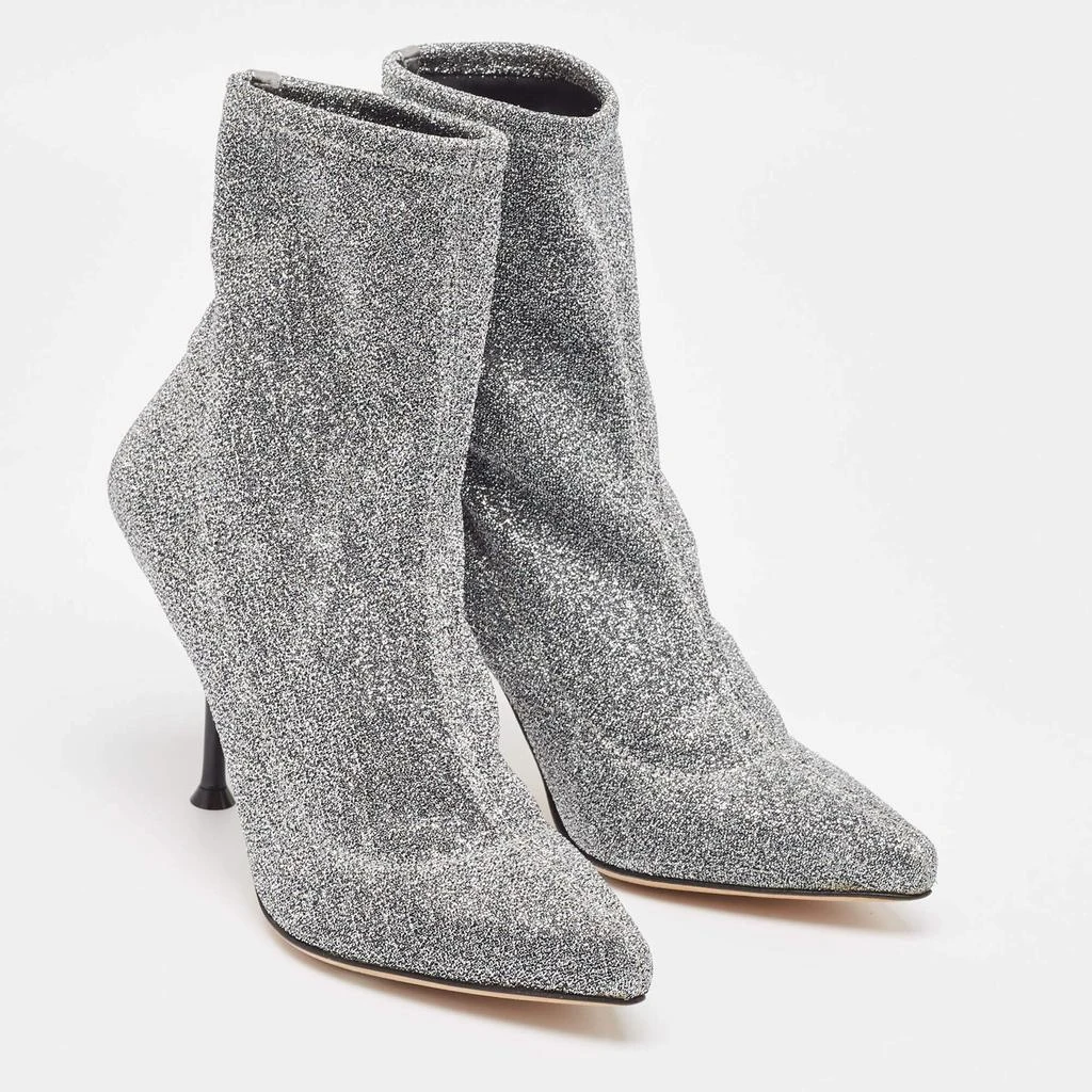 Sergio Rossi Sergio Rossi Silver Knit Fabric Sock Ankle Boots Size 36 4