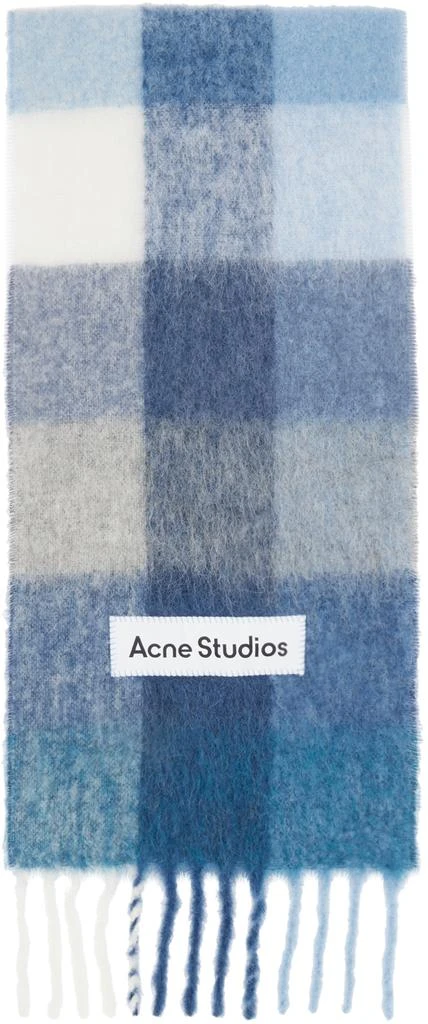 Acne Studios Blue Mohair Checked Scarf 1