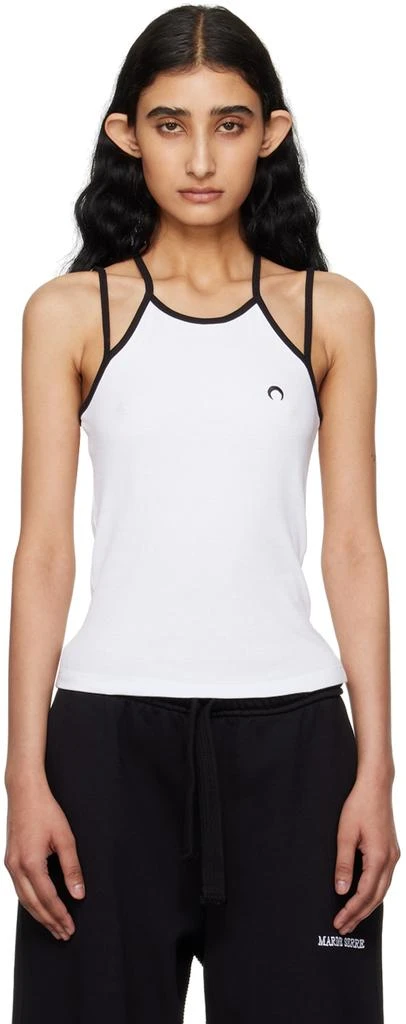 MARINE SERRE SSENSE Exclusive White Tennis Court Tank Top 1
