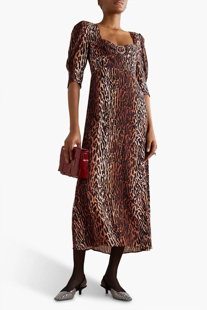 Rixo Karen crystal-embellished leopard-print crepe de chine midi dress 2