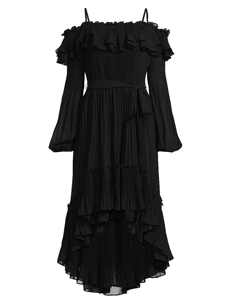 UNGARO Holland Pleated Ruffled High-Low Dress 1
