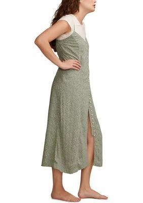 Lucky Brand Brand Button Front Ditsy Midi Slip Dress 3