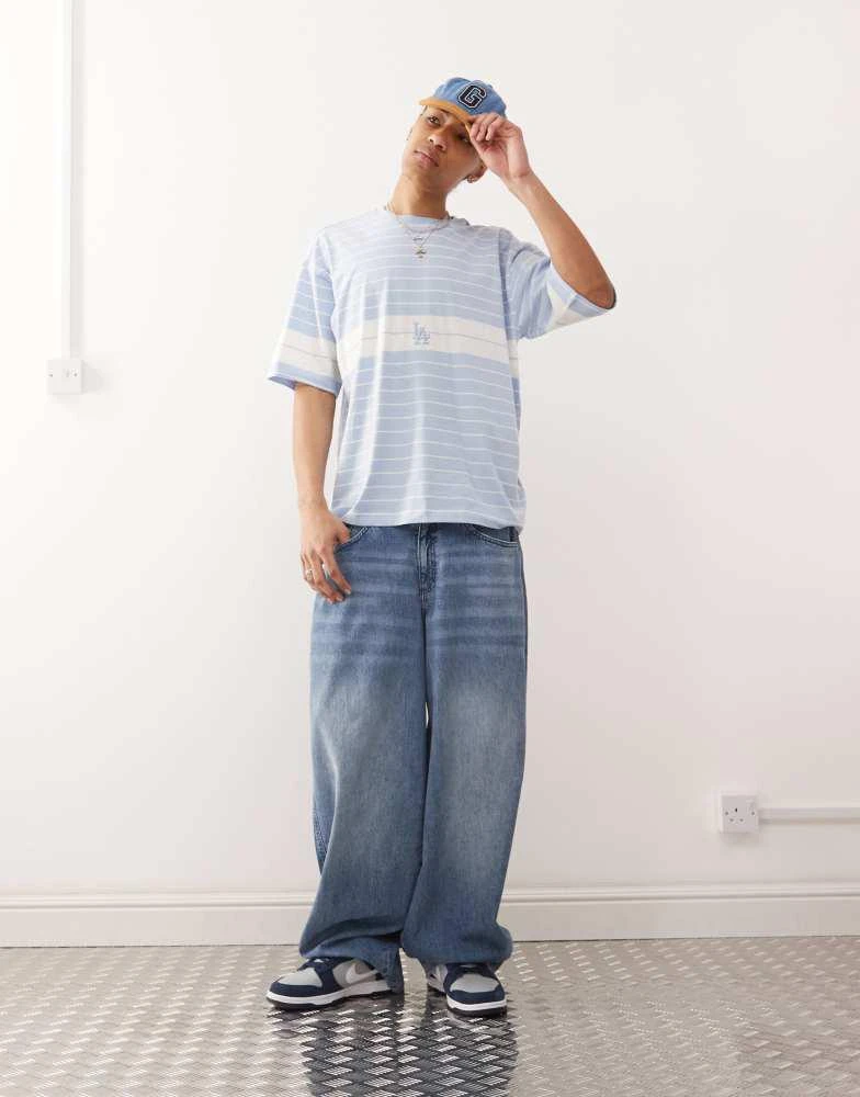 CHAMPION Champion t-shape striped LA logo t-shirt in blue 2