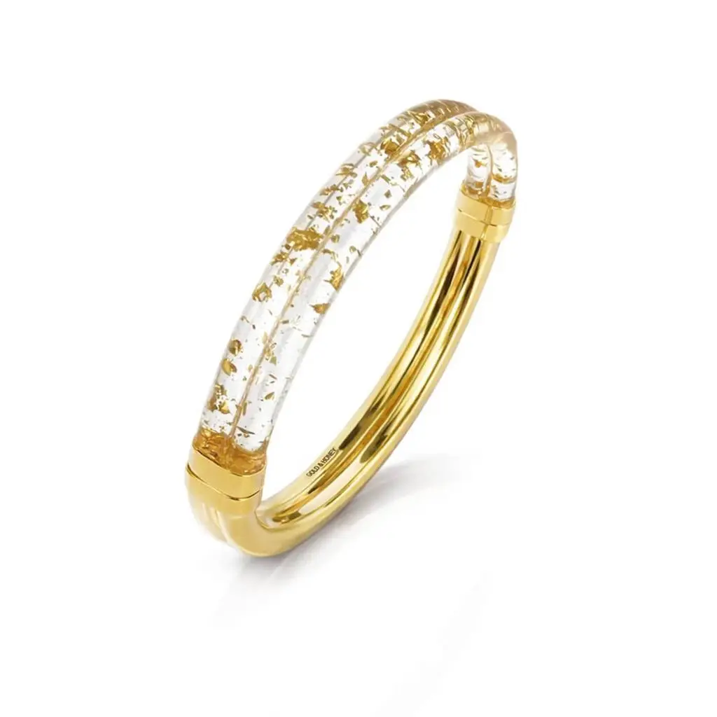 Gold & Honey Gold & Honey - Women's Ridge Lucite Hinge Bangle