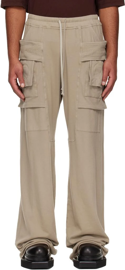 Rick Owens Taupe Concordians Wide Creatch Cargo Pants 1