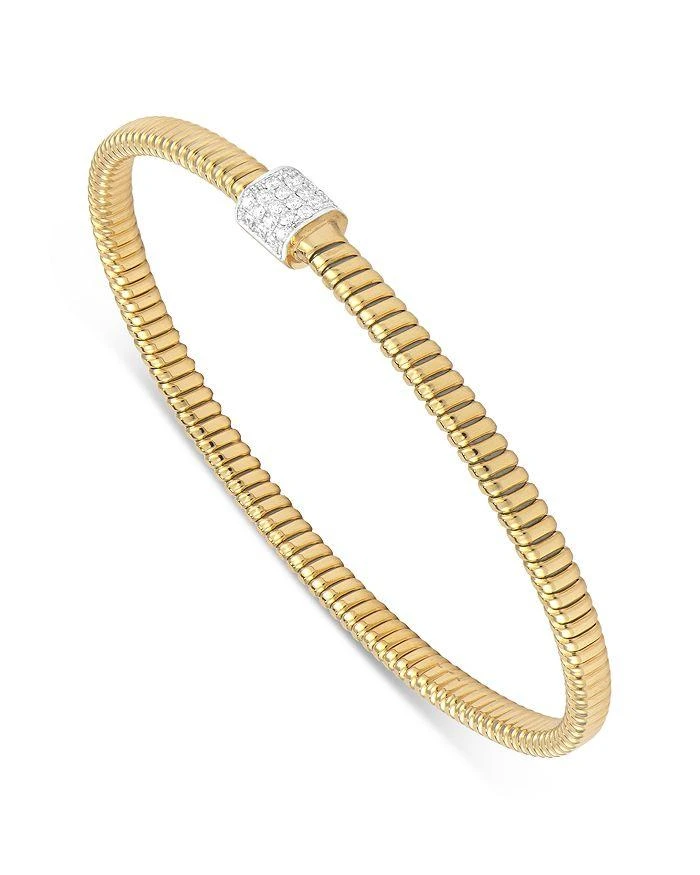 Alberto Milani 18K Yellow Gold Via Mercanti Tubogas Diamond Pavé Bangle Bracelet