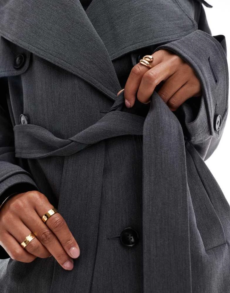 ASOS ASOS DESIGN oversized tailored trench coat with belt in grey 3