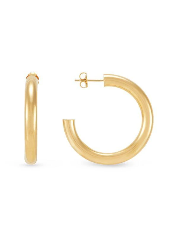 Saks Fifth Avenue 14K Yellow Gold Tube Hoop Earrings 1
