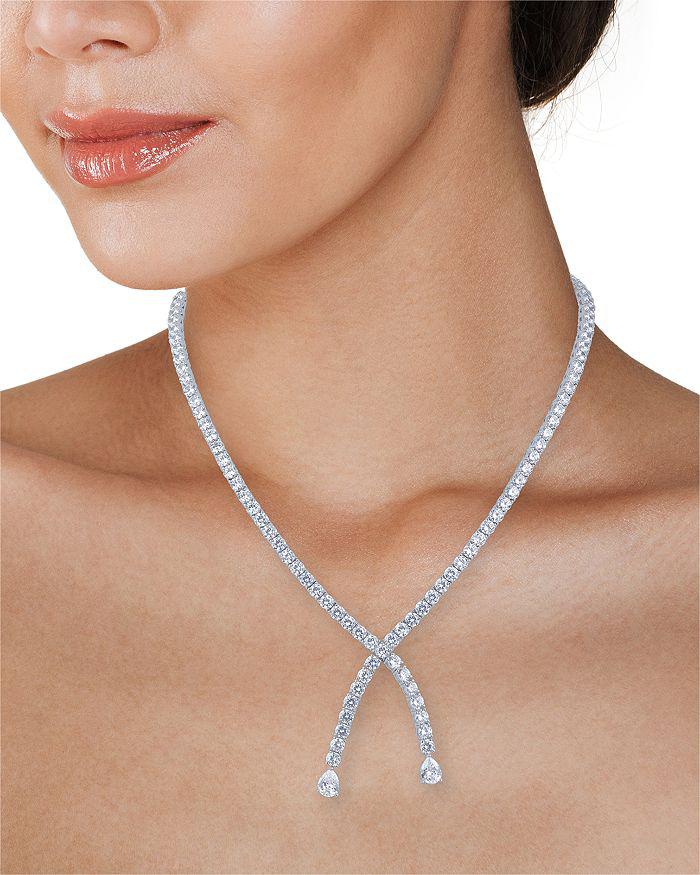 Kenneth Jay Lane Cubic Zirconia Crossover Necklace, 16"