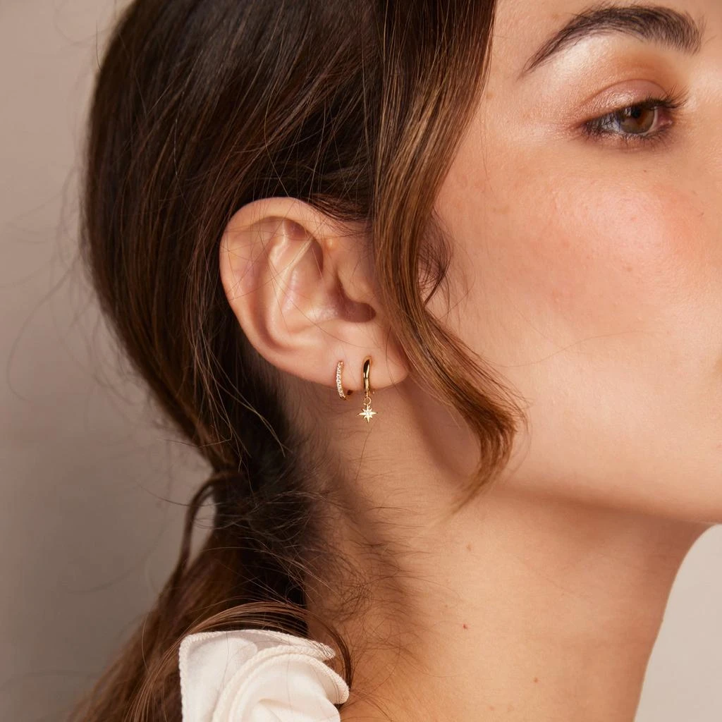 Orelia London Starburst Pavé Micro Huggie Hoop Earrings 3