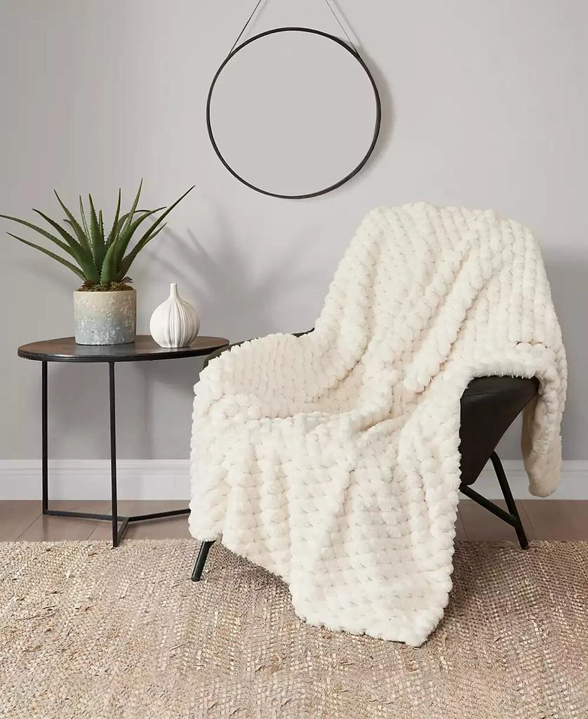 Lucky Brand Pineapple Faux Fur Throw, 50" x 70" 1