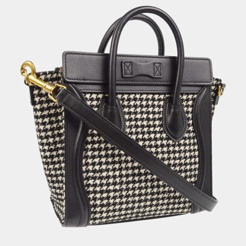 Celine Celine Black/White Wool and Leather Luggage Nano Tote Bag 2
