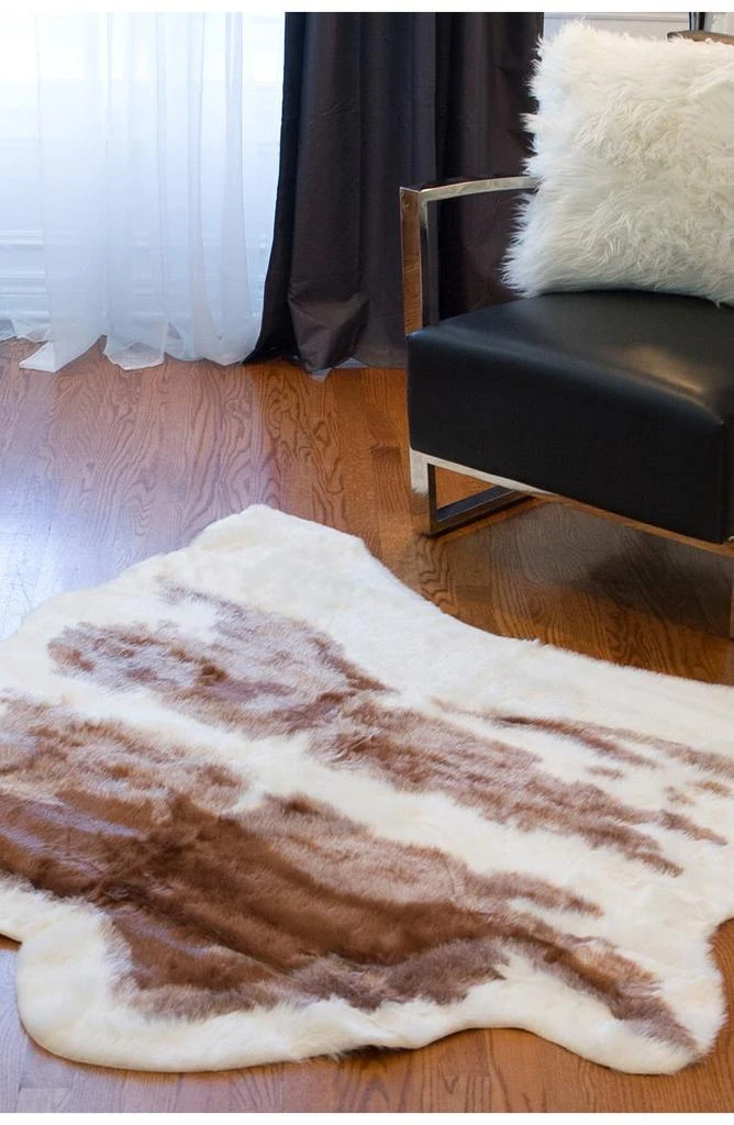 LUXE Faux Hide Area Rug/Throw - Brown/White 1