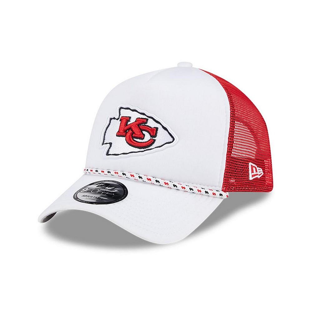 New Era Men's White/Red Kansas City Chiefs Court Sport Foam Front A-Frame 9FORTY Adjustable Trucker Hat
